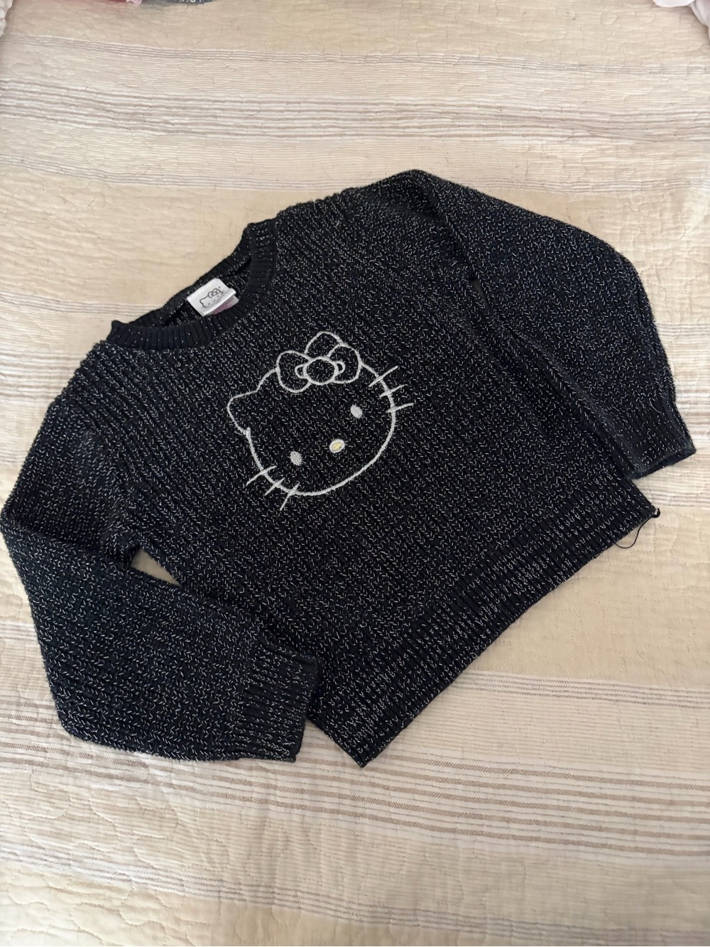 Hello Kitty Black Knit Sweater with Metallic Thread size 5/6